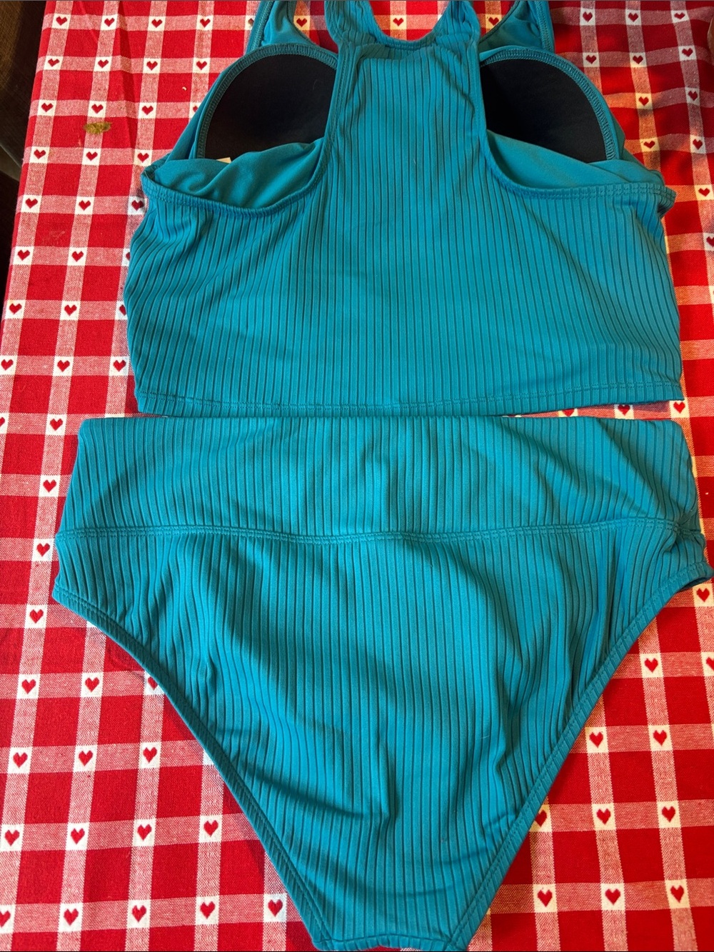 Ribbed Racerback bathing suit in Teal 2 piece - Picture 9 of 9